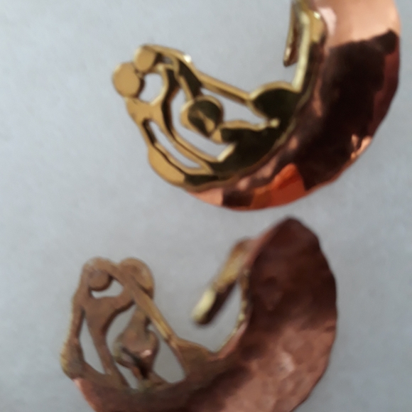 Artisan Crafted Copper & Brass Pierced Earrings - Picture 6 of 8